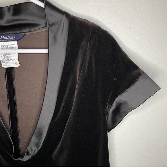 ‘S MaxMara Brown Velvet Short Sleeve Dress Size 6 - Picture 3 of 6